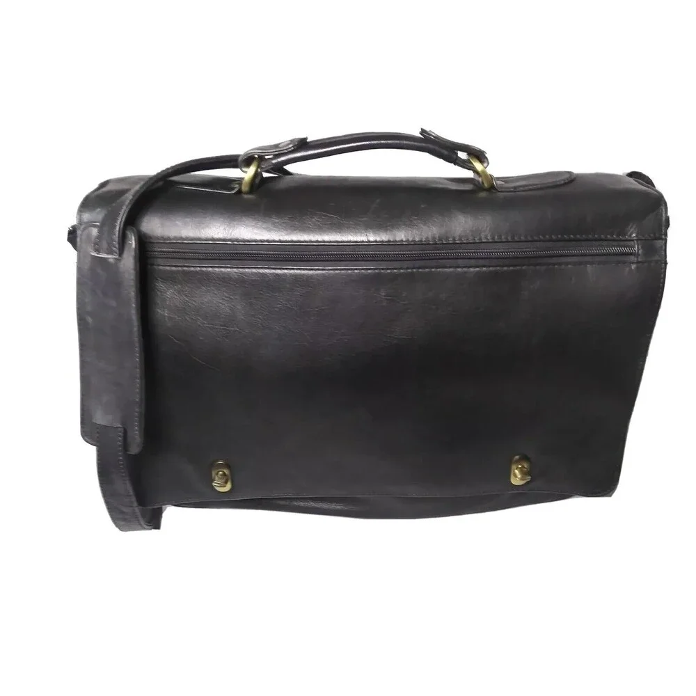 Vintage Boulder Ridge Leather Briefcase Black Shoulder Bag Messenger